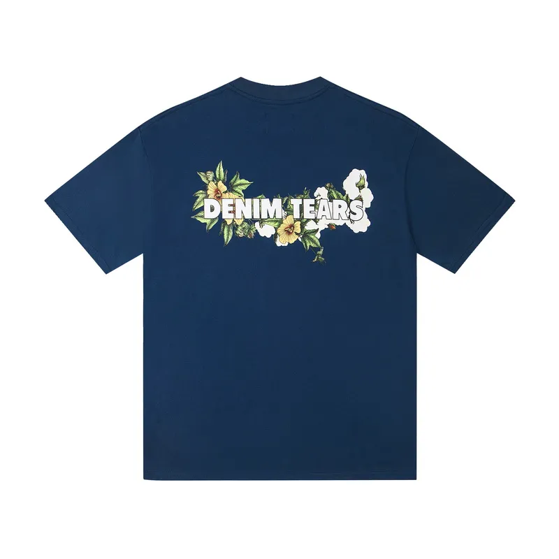 D310 #DENIM TEARS Kapok classic pure cotton loose unisex white short-sleeved T-shirt 38 p100 black, white, green, pink, blue